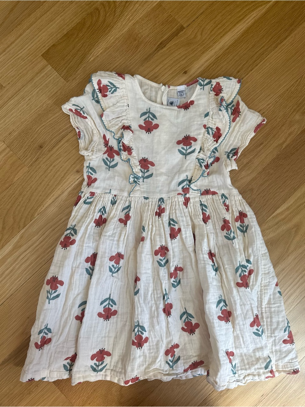 Petit Bateau White Dress with Floral Print